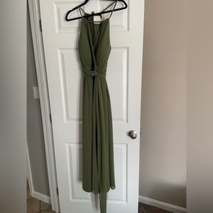 Revelry bridesmaids dress. Eliza chiffon wrap dress. Size 6. Color olive.